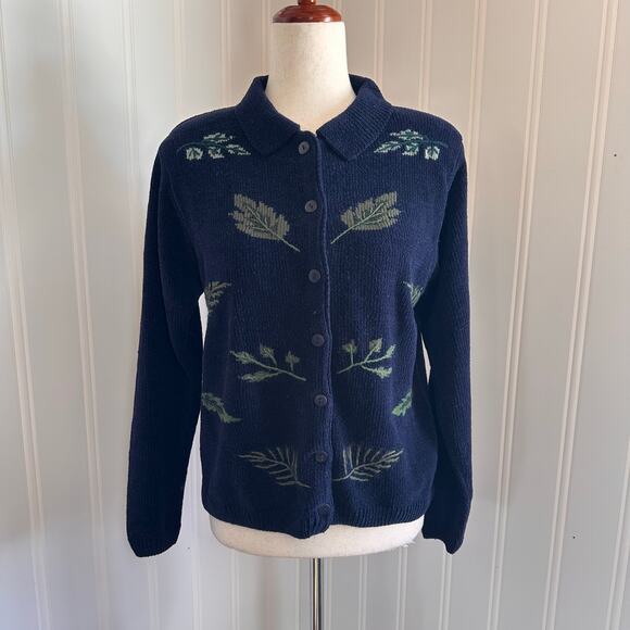 Vintage 90s/Y2K Blue Twee Cardigan Sweater S - Picture 2 of 6